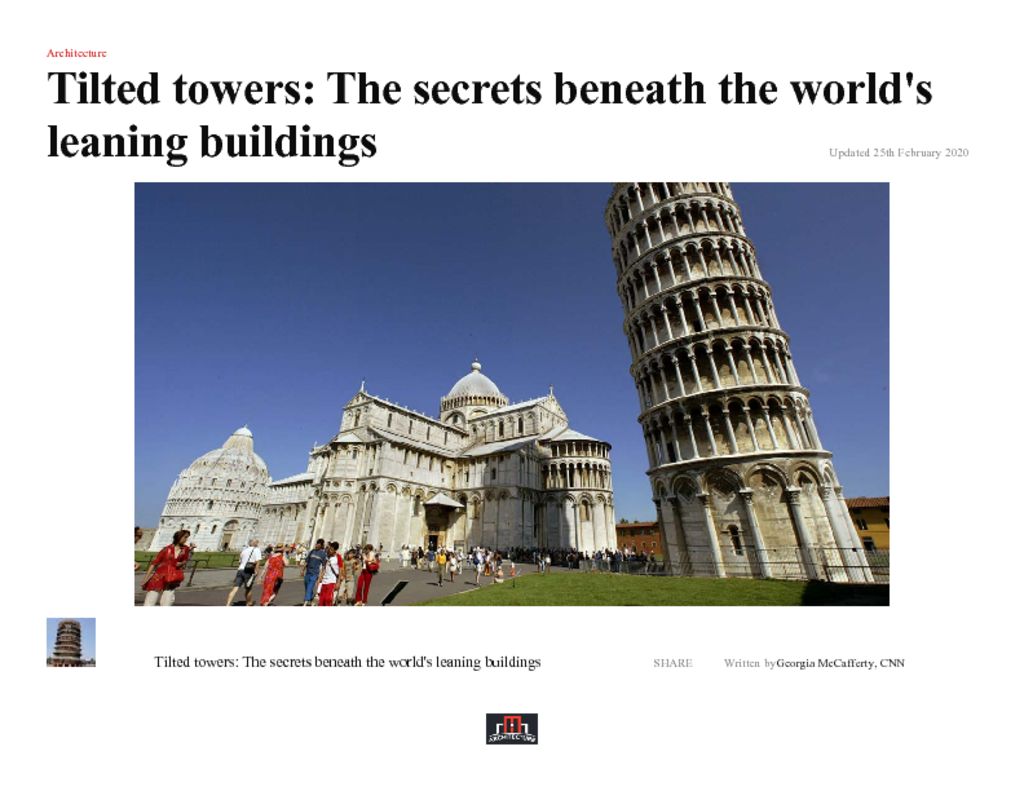 thumbnail of Architecture Tilted towers The secrets beneath the world’s leaning buildings